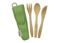 To-Go Ware - Childrens Bamboo Cutlery Set In Kiwi Green Carry Case -Highlander Zone ad72ef998c7e54a73eaf507218a8d261
