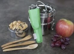 To-Go Ware - Childrens Bamboo Cutlery Set In Kiwi Green Carry Case -Highlander Zone b1a26e9ab480b88a6b032c24ace57b64