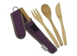 To-Go Ware - Bamboo Cutlery Set /w Chopsticks In Mulberry Purple Carry Case -Highlander Zone dabd49a15ffee8039b47ee9ce7527983