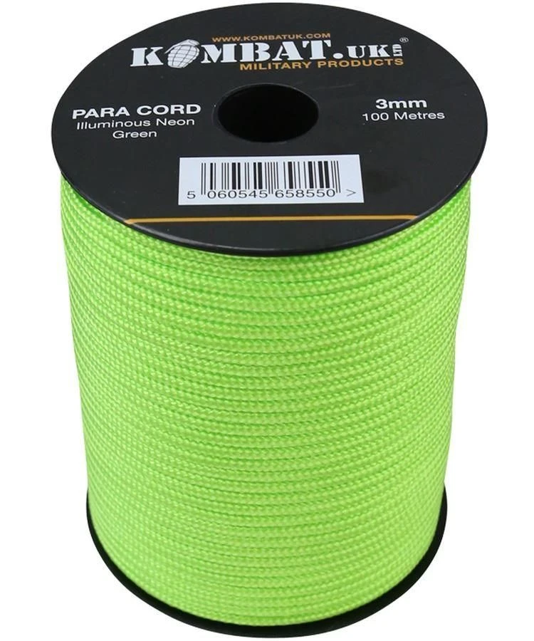 100m Paracord Reel Shock Cord- Kombat - Neon Green 3 100m Paracord Reel Shock Cord- Kombat - Neon Green